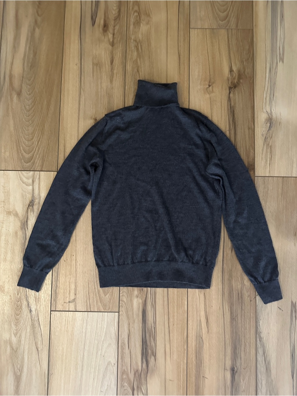 Men's Charcoal Turtleneck Merino Wool Sweater